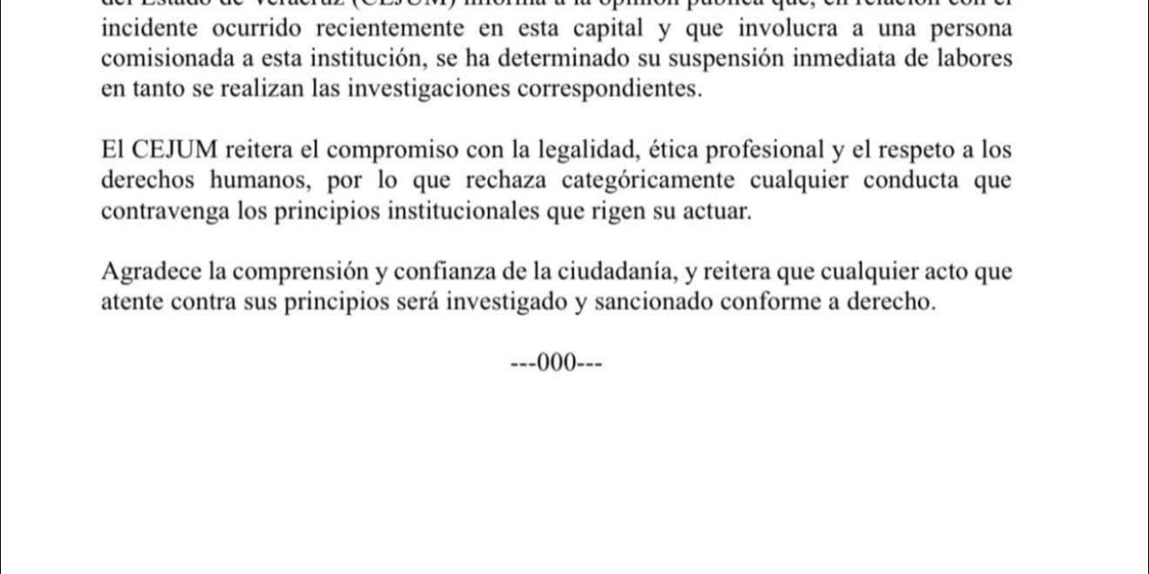 Mientras se desarrollen las investigaciones #LadyCejum es suspendida de sus labores